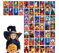Set di 50 cartoline horror con fantasmi, castello, diversi biglietti di auguri di Halloween, con motivo inquietante, per inviti, feste, idee regalo, auguri di festa