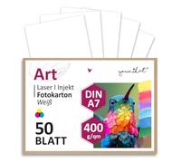 Set di 50 cartoncini bianchi, DIN A7, 400 g, per fai da te, pittura, scrittura, scrapbooking, ecc