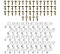 Set di 50 clip in plastica da 25 mm, per armadietti, con viti, clip di fissaggio per mensole in vetro e specchi, montaggio su pannelli