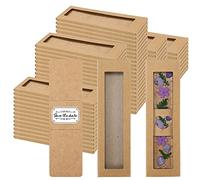Set di 50 custodie e custodie per segnalibro in carta kraft, in resina, colore marrone, 15,9 x 4,6 cm