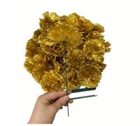 Set di 50 fiori di garofano in seta artificiale con steli, fatti a mano per matrimoni, decorazioni per la casa, composizione floreale, teste di garofano da 7.6 cm con steli da 20.3 cm (oro)