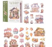 Set di 50 fogli di adesivi per album di ritagli, fiori, natura, pianta, adulti, adesivi per libri, diari, accessori estetici per album di ritagli, decalcomanie (vita)