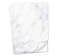 Set di 50 fogli di carta da lettere con motivo marmo, 90 g/m², DIN A4, elegante carta da scrivere versatile, bianco, grigio, per compleanno, menù I dv1517