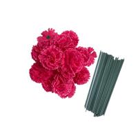 Set di 50 garofani artificiali in seta con steli, riempitivi per vasi per matrimoni, feste di compleanno, decorazioni fai da te, bouquet da polso fai da te, teste di petali da 7,6 cm con steli da 20,3