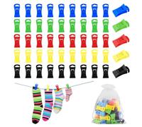 Set di 50 mollette per calze colorate per lavatrice e asciugatrice, con 1 custodia, clip antiscivolo per calzini con gancio, supporto per calze, organizer per lavare i calzini