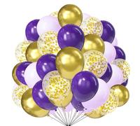 Set di 50 palloncini viola oro da 25,4 cm, palloncini viola lavanda con coriandoli dorati, palloncini in lattice per compleanni, matrimoni, baby shower, decorazioni per feste