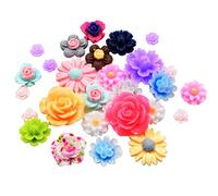 Set di 50 pezzi fiore rosa Cabochon piatto in resina, colori assortiti