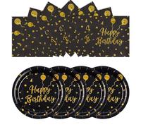 Set di 50 piatti di carta e tovaglioli, 25 x 17,8 cm, piatti da dessert 25 x 16,5 cm, tovaglioli usa e getta, piatti di carta per compleanni, feste, per picnic