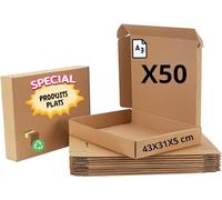 Set di 50 scatole postali extra piatte formato A3 | Dimensioni: 430 x 310 x 50 mm | imballaggio, stoccaggio e spedizione prodotti e oggetti piatti (cornice fotografica, libro, indumento)
