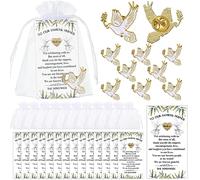 Set di 50 spille commemorative a forma di angelo, colomba della pace, set di spille funerarie tascabili per custode, spille per angelo, simbolo della colomba della pace, biglietti poesia, sacchetti in