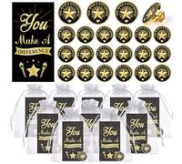 Set di 50 spille da bavero a forma di stella, per dipendenti del mese, con biglietti ispiratori, sacchetti di organza, regali di ringraziamento per dipendenti di squadra, colleghi volontari, Misura