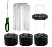 Set di 50 tasselli per erbacce, 50 rondelle e 1 gancio, picchetti per erbacce, fiumi da giardino, recinzioni e tende da campeggio