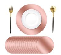 Set di 50 tovagliette rotonde Oro rosa, 34 cm, in carta Oro rosa, rotonde, monouso, per sala da pranzo, matrimonio, decorazione della tavola, casa, banchetti, feste, Natale, tavolo da pranzo