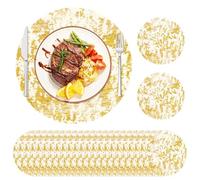 Set di 50 tovagliette usa e getta, rotonde, dorate, per feste di compleanno, matrimonio, decorazione da tavolo, 33 cm