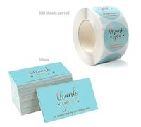 Set di 500 adesivi di ringraziamento rotondi da 3,8 cm di diametro e biglietti di ringraziamento, 50 pezzi, 5,1 x 8,9 cm, per sostenere la mia piccola impresa