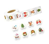 Set di 500 adesivi natalizi decorativi, 2,5 cm, etichette autoadesive per imballaggio, sigillo, busta, biglietto, Babbo Natale, renna, adesivi festivi