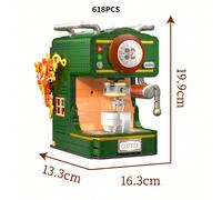 Set di 500+ pezzi di blocchi da costruzione, macchina da caffè vintage, proiettore e telefono, modello di assemblaggio fatto a mano ad alta difficoltà, decorazione perfetta per il Ringraziamento e la 