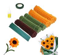 Set di 500 pulitori per pipa di girasoli, set completo fai da te con pulitore per pipa in giallo, verde e marrone, corda metallica, nastro e colla per regali fatti a mano, decorazioni