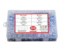 Set di 500 rivetti in alluminio, 6 misure, rivetti ciechi assortiti