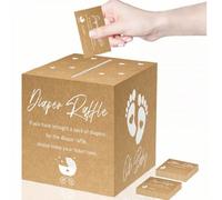 Set di 51 biglietti per il gioco della lotteria dei pannolini con scatola decorativa - 50 biglietti da gioco per festa di nascità stampati fronte-retro + 1 scatola per il gioco della lotteria - ottimo