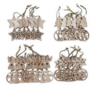 Set di 52 Pendenti in Legno per Albero di Natale, Decorazioni da Dipingere per l'albero di Natale, Ciondoli da Appendere con Cervi, Angeli, Stelle e Fiocchi di Neve, Decorazioni Natalizie