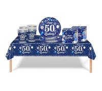 Set di 53 decorazioni per la tavola per 50° compleanno, piatti e tovaglioli, set di tovaglia, piatti e tovaglioli, per donne, lui, uomini, decorazione da tavola per 50° compleanno, regalo per il 50°