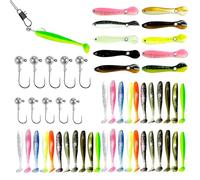 Set di 53 esche da pesca da 1,8 g/3,5 g, 43 pezzi, esche da pesca bioniche, morbide, per spigola, luccio, trota, pesce persico