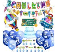 Set di 55 decorazioni per l'inizio della scuola, ghirlanda di sacchetti di zucchero, ghirlanda, palloncini in pellicola, 18 palloncini con motivo ABC 123