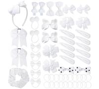 Set di 55 fermagli per capelli da bambina, con fiocchi bianchi, set regalo per tutti i giorni e feste