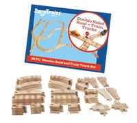 Set di 56 binari in legno per strade e treni, per veicoli e treni in legno, accessori per binari compatibili con tutti i set di binari in legno