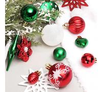 Set di 58 pezzi di decorazioni natalizie da appendere all'albero, colorate, infrangibili, a forma di palline e stelle.