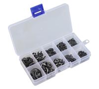 Set di 580 rondelle di sicurezza di tipo E, in una scatola trasparente con 10 misure per applicazioni pratiche