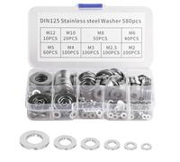 Set di 580 rondelle per carrozzeria, in acciaio inox, rondelle piatte in metallo, per viti, M2 M2,5 M3 M4 M5 M6 M8 M10 M12