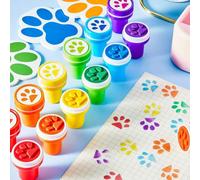 Set di 6/12/24/36 timbri con impronte di zampa di cane - auto-inchiostranti, mini timbri colorati per insegnanti, attività in classe e omaggi per feste 36 pezzi (colori casuali),12 pezzi (colori casua