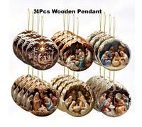 Set di 6/12/24 pezzi di Decorazioni in legno per la Natività - Pendenti della Storia della Bibbia con effetto 3D, perfette per decorazioni domestiche e festive, ideali per compleanni, feste e Natale T