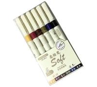 Set di 6/12 pennarelli artistici con setole morbide, adatti per disegnare dettagliati, con impugnatura comoda, tonalità notturne, pennarelli artistici flessibili