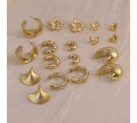 Set di 6-18 orecchini da donna in oro. Alla moda ed eleganti, personalizzati, a forma di farfalla, fuochi d'artificio, a forma di cuore, lacrime oversize, anello a cerchio di bambù (crescendo gradualm