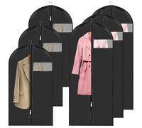 Set di 6, 2 misure: 60 x 140 cm, 60 x 100 cm, antipolvere, impermeabili con cerniera, custodia di protezione per vestiti, custodia per vestiti da appendere