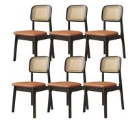 Set di 6/4/2 sedie da pranzo Mid Century sedie da pranzo in canna in stile rustico struttura in legno massello comodi cuscini adatte per cucina sala da pranzo rustico caffetteria Black+Orange 6