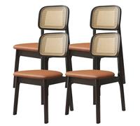 Set di 6/4/2 sedie da pranzo Mid Century sedie da pranzo in canna in stile rustico struttura in legno massello comodi cuscini adatte per cucina sala da pranzo rustico caffetteria Black+Orange 4