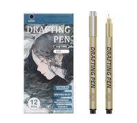 Set di 6/9/12 penne da disegno con linee sottili, impermeabili, per schizzi