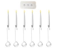 Set di 6 a LED con albero di Natale, telecomando con timer, luce bianca calda, senza fiamma, per decorazione di feste interne esterne, altezza 31,5 cm, materiale PP