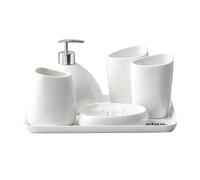 Set di 6 accessori da appoggio for il bagno, set di accessori da bagno in ceramica con vassoio in ceramica, include dispenser di sapone, porta spazzolino, 2 bicchieri, porta sapone, for l'arredo del b