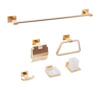 Set di 6 accessori da bagno in stile moderno in alluminio con bicchiere e portas