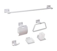 Set di 6 accessori da bagno in stile moderno in alluminio con bicchiere e portas