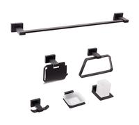 Set di 6 accessori da bagno in stile moderno in alluminio con bicchiere e portas