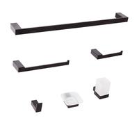 Set di 6 accessori da bagno minimalista in alluminio con bicchiere e portasapone