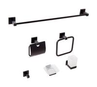 Set di 6 accessori da bagno moderno Bicchiere opaco in alluminio e portasapone i