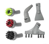 Set di 6 accessori di ricambio per pulitori a vapore 39N7A, 39N7V, 39N7H e 2994B, tra cui una spazzola a setole rigide, una spazzola per calafataggio e una spazzola rotonda con codice colore