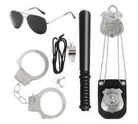 Set di 6 accessori per costume della polizia, accessori per costume della polizia, costume da swat, manette, distintivi, occhiali da sole, accessori per giochi di ruolo, costume da polizia per
